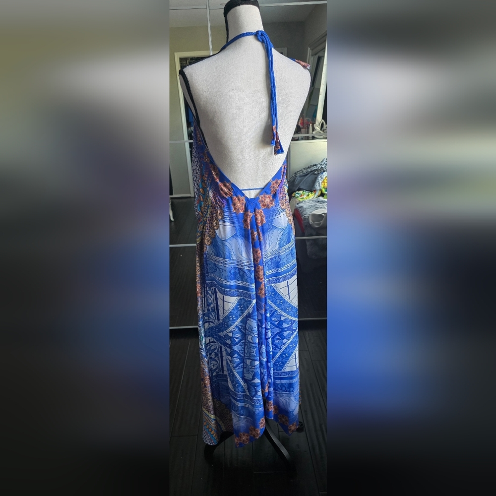 Blue and Orange Patterned Dress